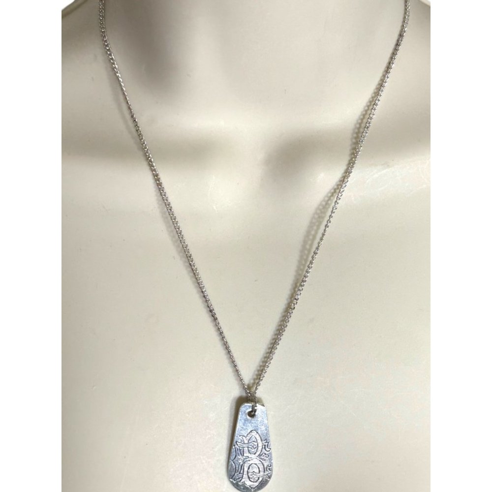 Monogrammed Letter B Vintage Silver Spoon Artisan Pendant Hand Crafted Necklace - Picture 7 of 12
